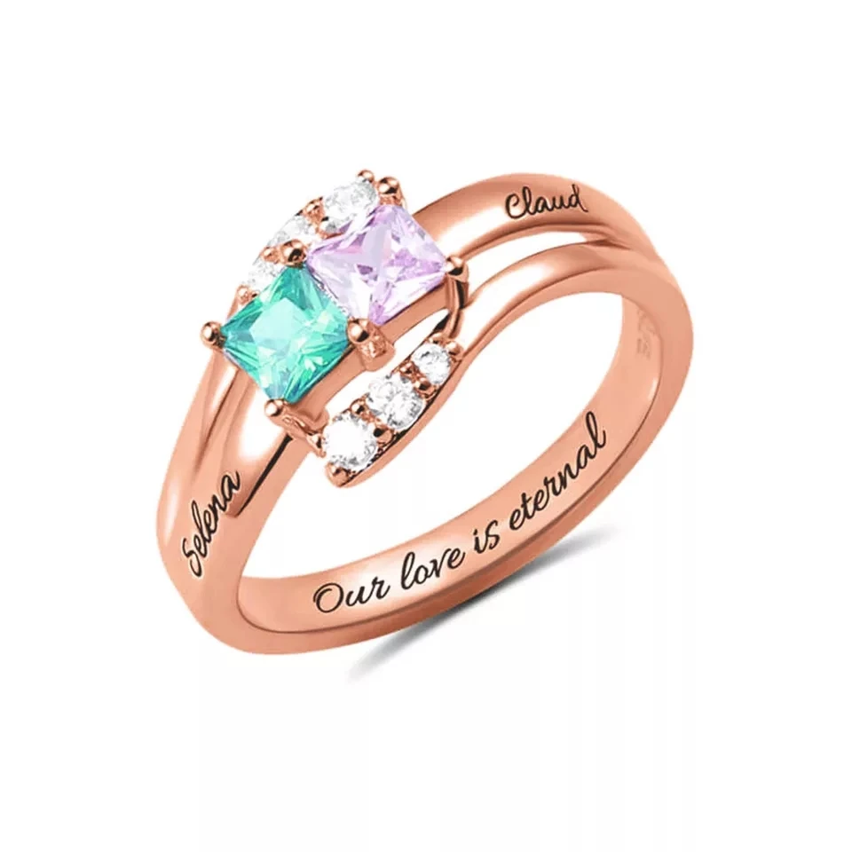 XiaoJing 925 Sterling Silver Custom birthstone engraved Name rings Unique Design finger Ring for Women Personalized Jewelry 2019 XiaoJing 925 Sterling Silver Custom birthstone engraved Name rings Unique Design finger Ring for Women Personalized Jewelry 2019