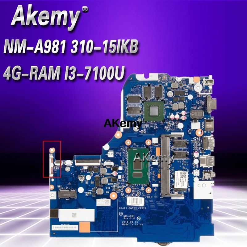 

NM-A981 Laptop motherboard for Lenovo 310-15IKB original mainboard 4G-RAM I3-7100U GT920MX