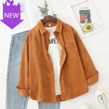 

ong-sleeved spring ladies solid color loose style shirts Blouse women's tops and shirts l