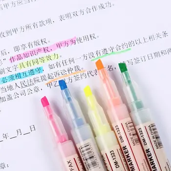 

6 Color Dual Double Headed Highlighter Pen Fluorescent Marker Drawing Stationery WXTA