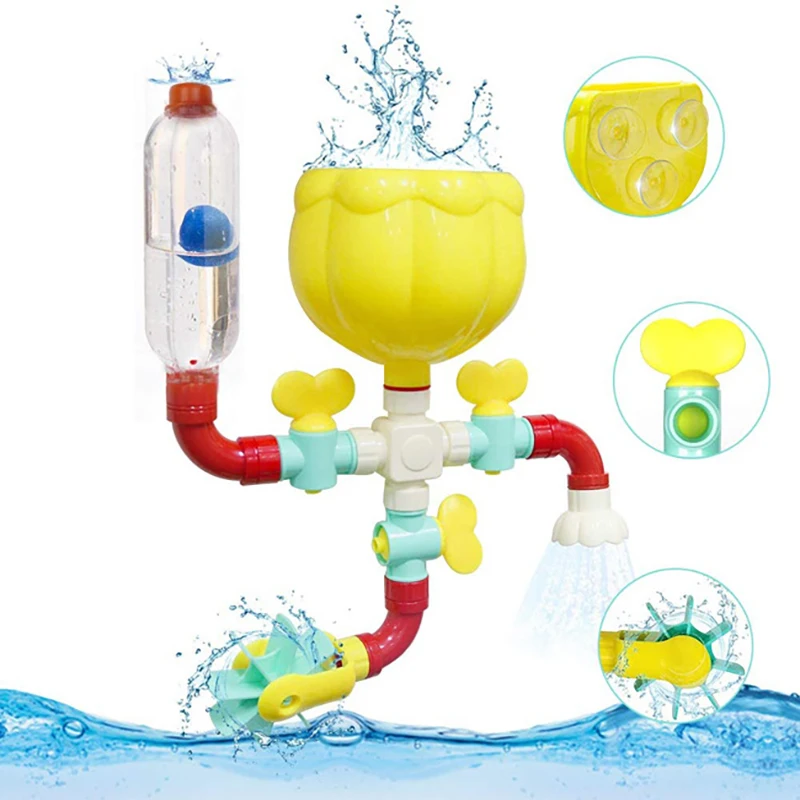 QWZ New DIY Montessori Children Bath Toys Water Spray Rotating Water Jet Game Bathtub Toy For 1 To 4 Year Old Baby Kids Gift 3