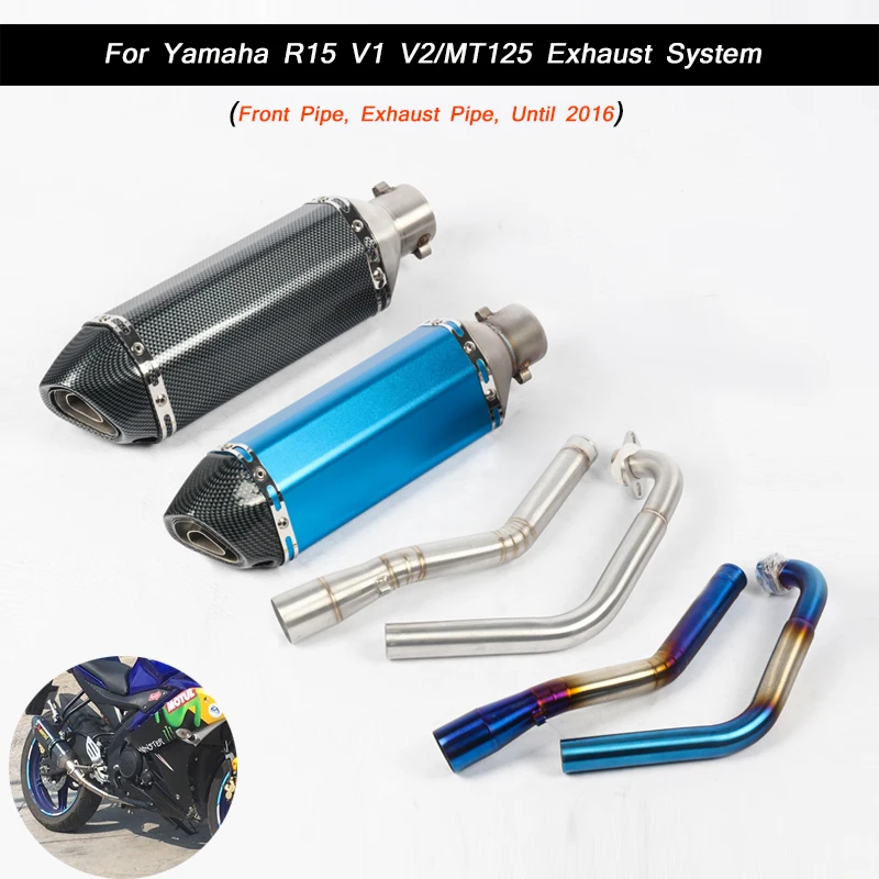 

R15 V1 V2 MT125 Motorcycle Front Pipe With Exhaust Muffler Pipe silp on for Yamaha R15 V1 V2 MT125