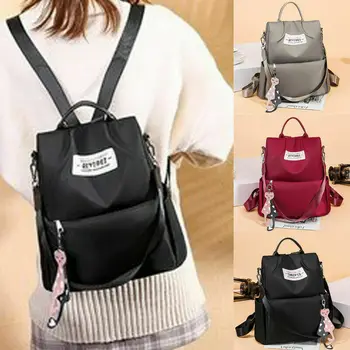

Women's Backpack Student School Bag Solid Zipper Cute Cat Pendant Anti Thief Back Zipper Large Capacity Sarchel
