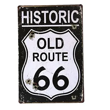 

Historic Old Route 66 Metal Plaque Wall Decor Painting Art Vintage House Bar Tin Signs