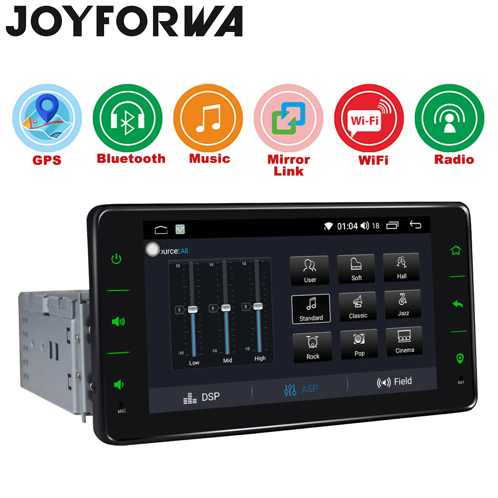 

Single Din 6.2" Android 8.1 Universal Car Stereo Radio Head Unit GPS DSP Equalizer WiFi Bluetooth Mirror Link Music/Video Player