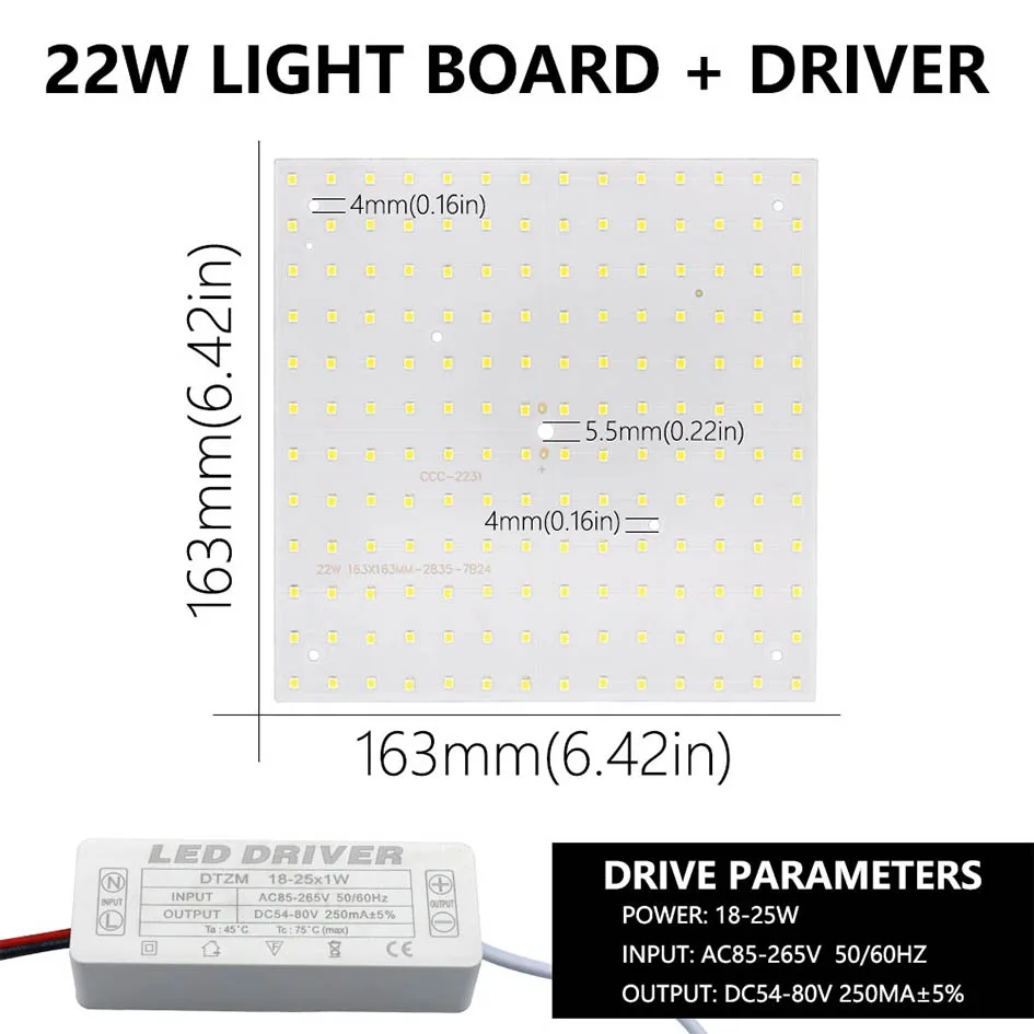Description Picture 4 of item10W 15W 22W 32W LED Lamp Bead Diode 250mA KIT Panel Light LED Square Ceiling Board Lamp Board Cold And Warm White LED Source DIY