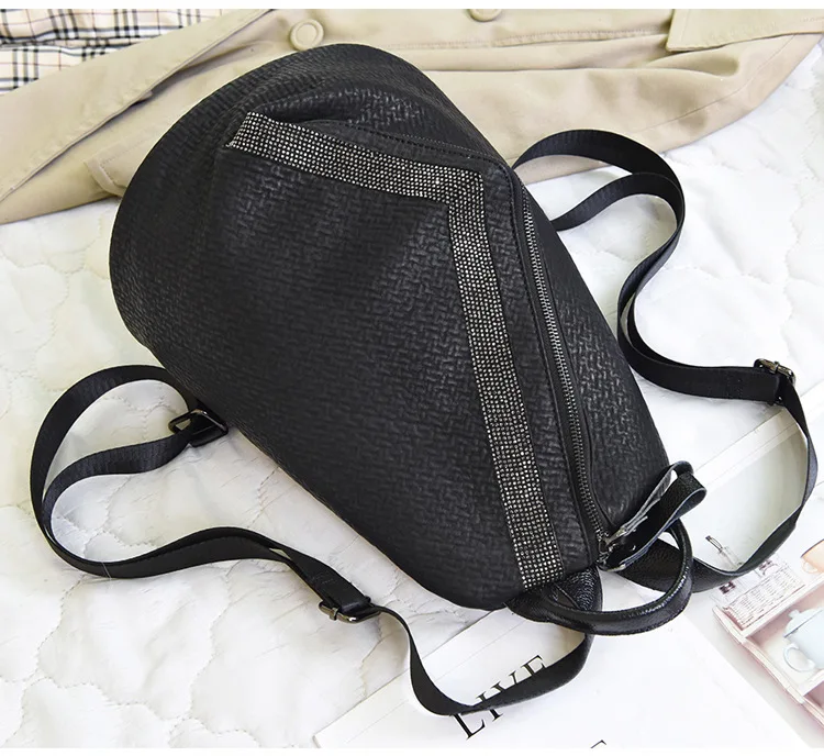 QINRANGUIO Women Backpack High Quality Genuine Leather Backpack Women Fashion Large Capacity Black Backpack Female