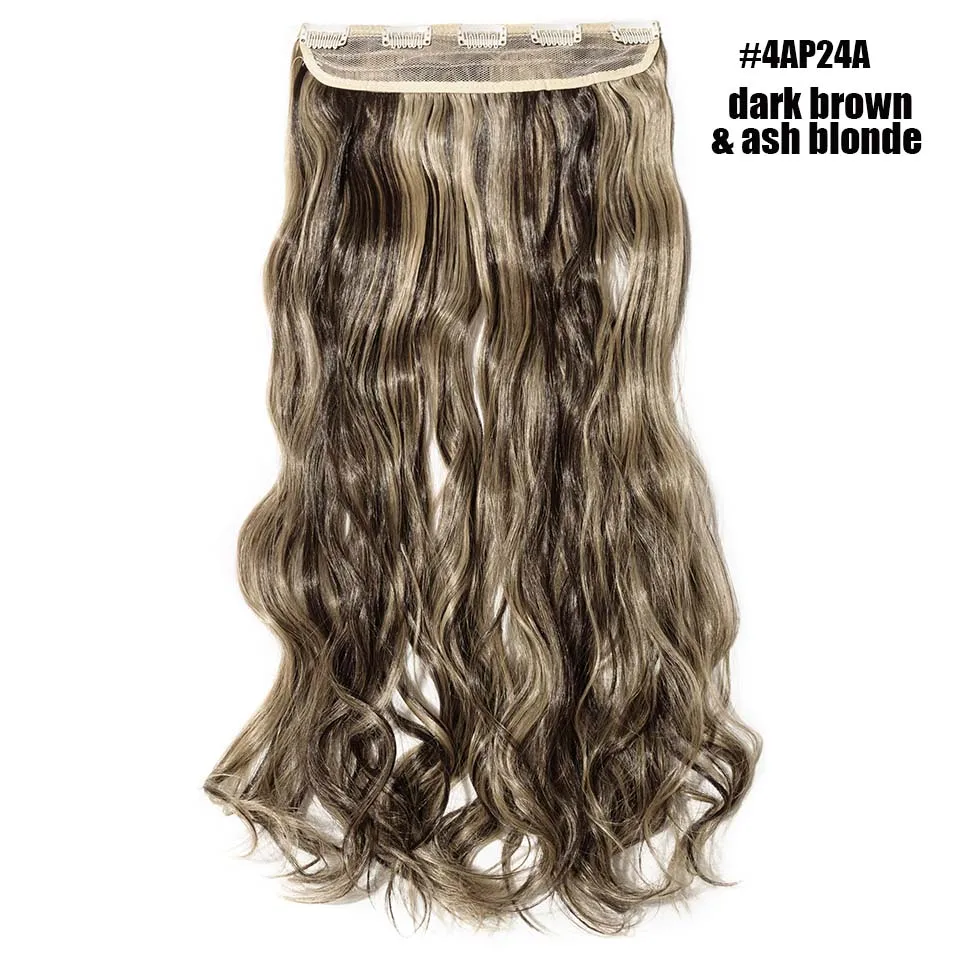 S-noilite 2" волосы синтетические на зажимах в одной части длинные волнистые вьющиеся женские волосы 5 заколки для волос расширение розовый красный белый серый - Цвет: 4AP24A