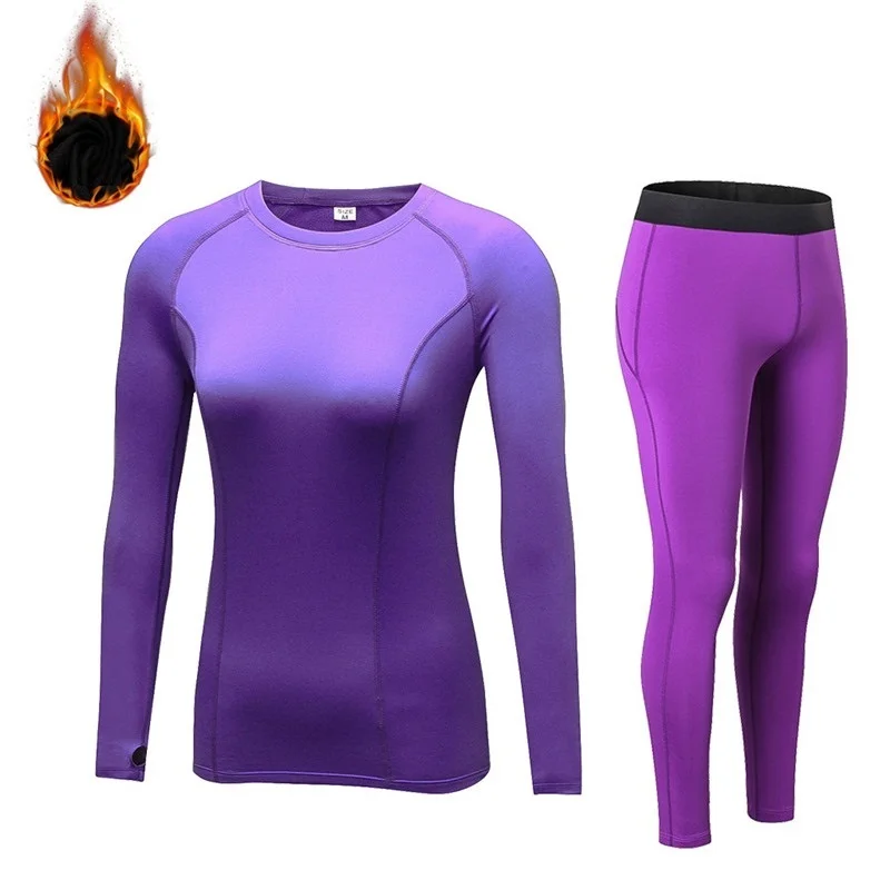 Women Thermal underwear thin fleece female long johns winter tight fitness solid color
