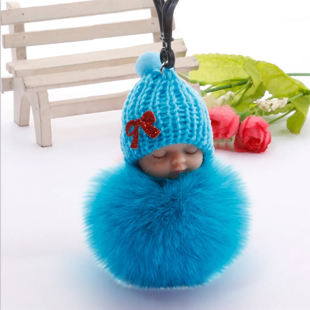 Мини куклы игрушка милый Спящий ребенок бабочкой пушистый помпон меховой брелок-плюшевая кукла брелок L1209