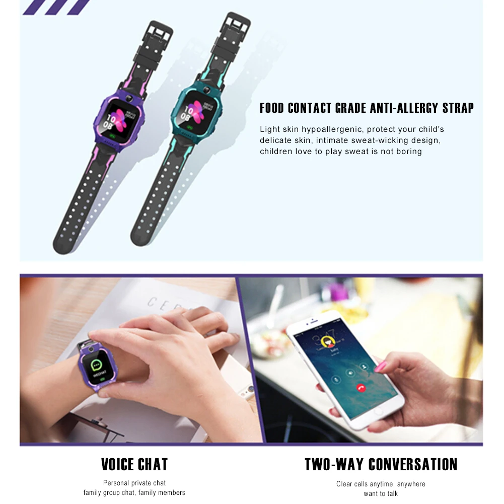 E12 Children's Smart Watch Camera SOS Call Anti Lost LBS Positioning Tracker Voice Monitoring Kids Smart Watch Baby Phone Watch