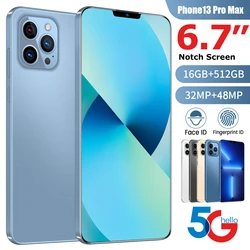 Global Version I13 Pro Max 6000mAh 5G Android 11 16GB 512GB 6.7Inch Unlock Celular Dace Core Finger Phone 5G Cellphones