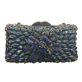 

Latest Design Crystal Clutch Evening Bag for Women Metal Floral Designer Handbags High Quality 2020 Hollow Out Bridal Tote Bag