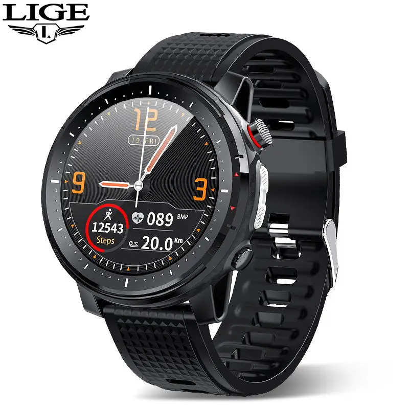 2022 LIGE IP68 Waterproof Smart Watch Men ECG Heart Rate Blood Pressure Monitor LED Flashlight Sports Fitness Tracker smartwatch 