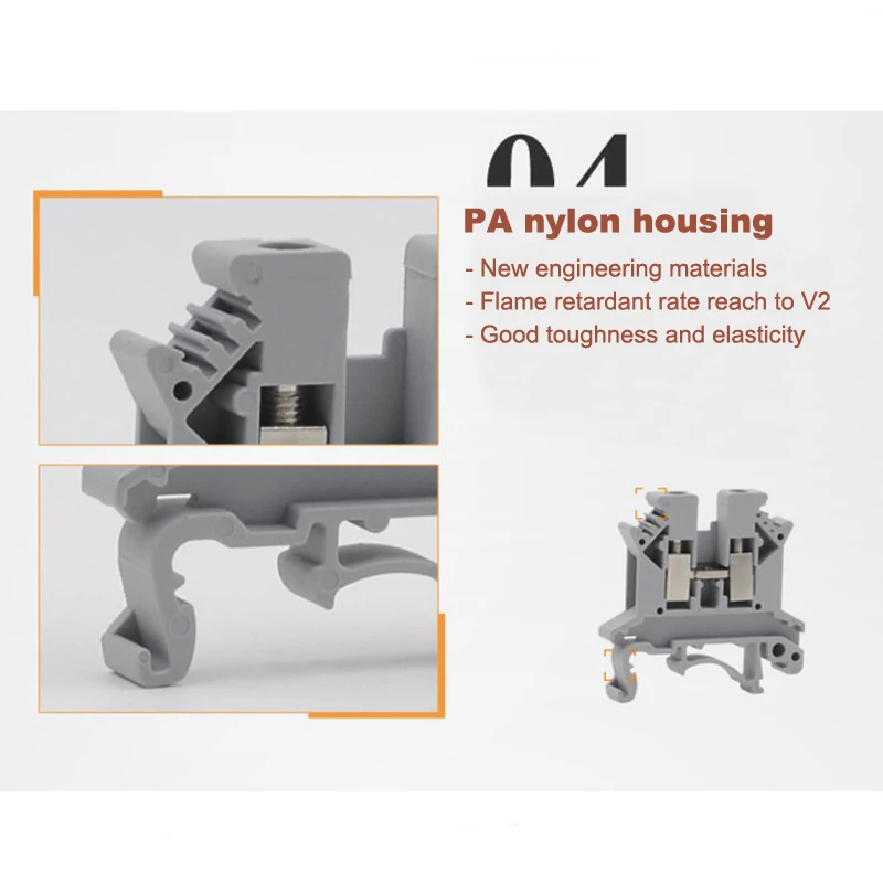 grey terminal blocks PA nylon housing