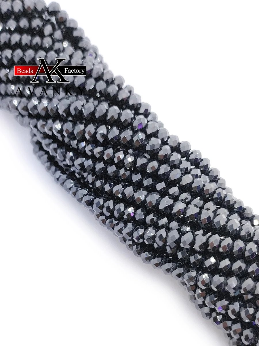 Natural Stone Faceted Black Tourmaline Beads Small Section Loose Spacer For Jewelry Making DIY Necklace Bracelet 15''