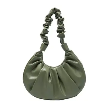 

Fashion Folds Soft PU Leather Women Hobos Bags High Quality Candy Colour Women Underarm Bag Portable Daily Ladies Armpit Bags