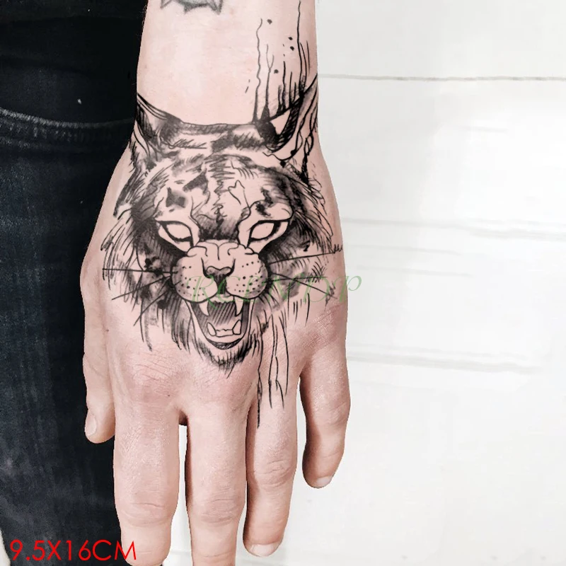 Водостойкая временная татуировка наклейка Волк Луна поддельные тату флэш-тату рука среднего размера художественные татуировки для мальчиков женщин мужчин