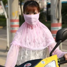 6441 Летняя мода эпонж женская УФ-защита рукава для вождения Защита от солнца кружевная тонкая манжета