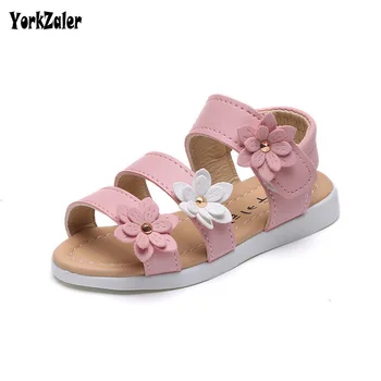 

Yorkzaler Summer Girl Sandals Children Princess Flowers Shoes Kids Flats Artificial leather Baby Gril Party Shoes Size 21-36
