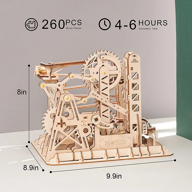 ROKR мраморная гоночная Беговая лабиринт шары трек DIY 3D деревянная головоломка модель американских горок строительные наборы игрушки для детей Прямая поставка