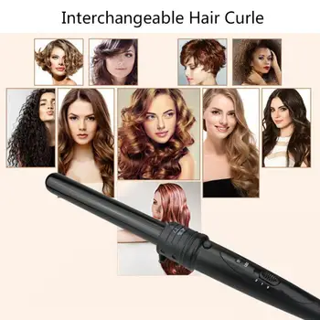 

5 In 1 Hair Curler 5 Sizes Curling Iron Curling Wand Barrels Hair Resistant Ceramic Curlers Styling Rollers Glove Tools Set P7R8