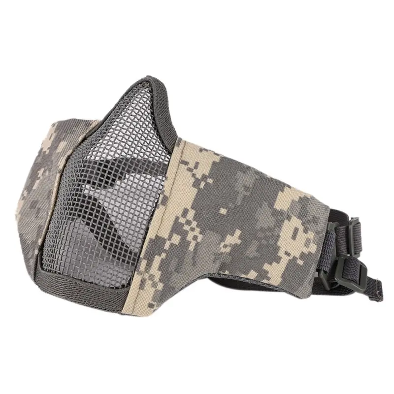 Страйкбольная полумаска для лица из металлической стальной сетки тактическая Пейнтбольная охотничья велосипедная Защитная дышащая маска для CS Wargame