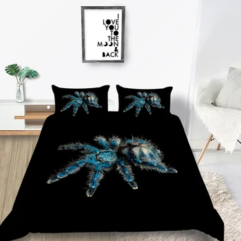 

3D Blue Spider Bedding Set Hot Sale Creative Scary Duvet Cover Fashion Queen King Twin Full Single Double High End Bed Set