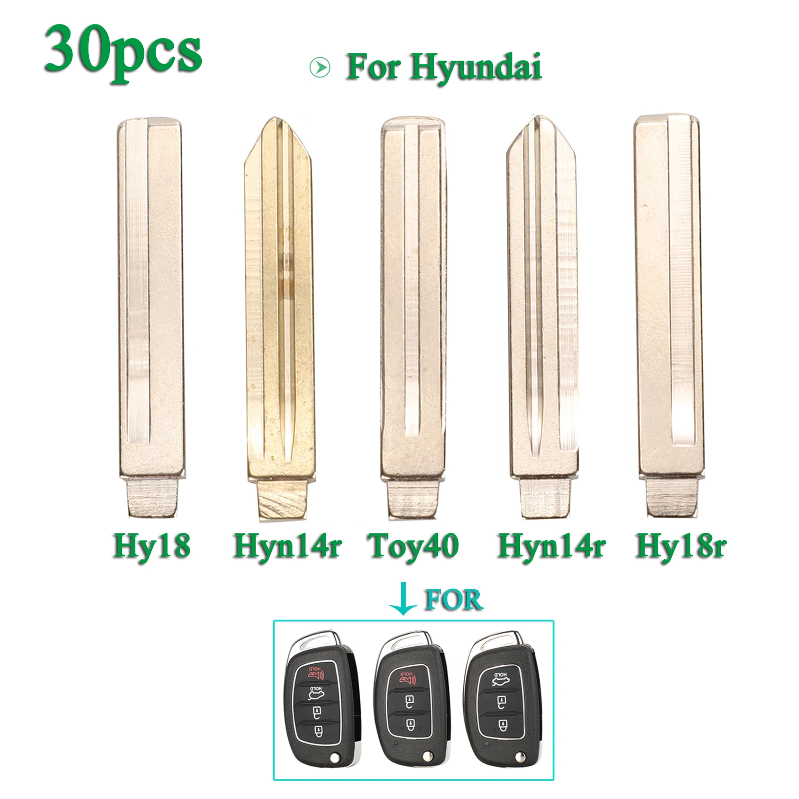 

jingyuqin 30pcs For Mistra Hyundai Elantra Accent Ix35 IX45 I30 Solaris Tucson I20 Santa Fe FOB Flip Remote Car Key Uncut Blade