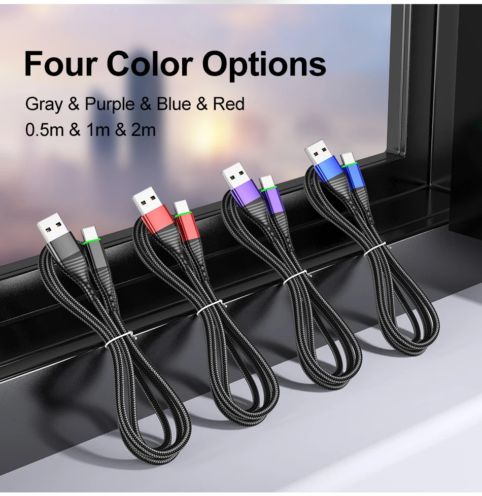 apple iphone charger cord LED 3A USB Type C Cable Fast Charge Wire Mobile Phone for Huawei P40 Nava 4 Honor Magic V40 Data USB-C Cable Charger Cord Type C android charger type