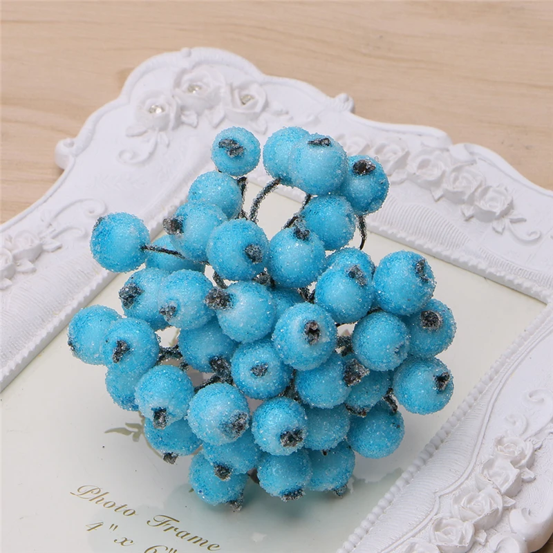 40 Pcs Decorative Mini Christmas Frosted Fruit Berry Holly Artificial Flower PXPC - Цвет: Sky Blue