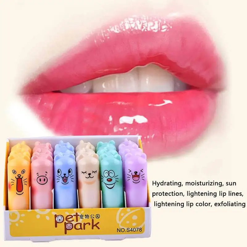 1pcs Random Color Lovely Cartoon Animal Lip Balm Natural Plant Gross Enhancer Organic Pomade Lipstick Lips Care | Красота и здоровье