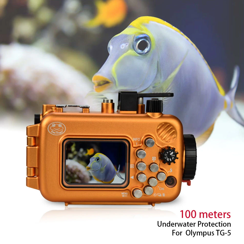 100 m/325ft для Olympus TG-5 TG5 подводный корпус с вентилятором и нагревателем алюминий(золотой) Водонепроницаемая сумка для дайвинга чехол для TG5 TG-5 крышка