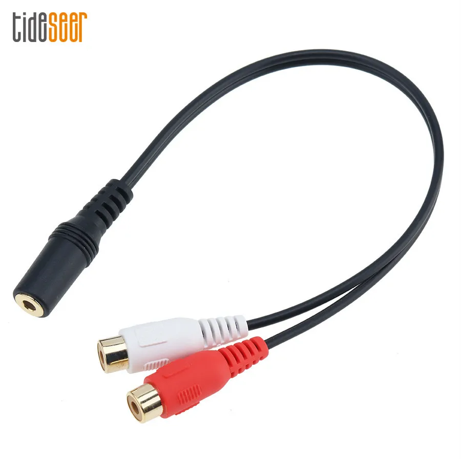 Universal 3 5mm Stereo Audio Female Jack to 2 RCA Female Socket Y Splitter Cable Adapter for Headphones DVD CD TV VCR 300pcs
