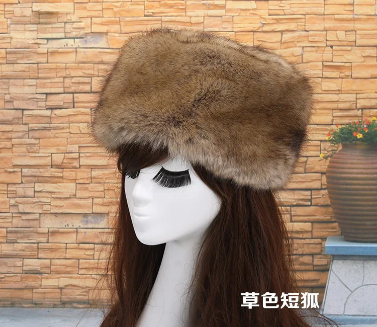 straw yellow Qearlstar женские зимние шапки толстые пушистые искусственные меховые шапочки лыжные шапочки бомбер Русская Шапка ушные теплые меховые шапки Леопардовый принт ZKG21 - Цвет: straw yellow