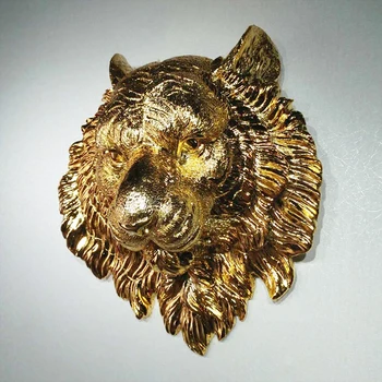 

European Retro Plating Tiger Head Arts Sculpture Creative 3D Stereo Wall Decoration Wall Hanging Mural Pendant Crafts R3926