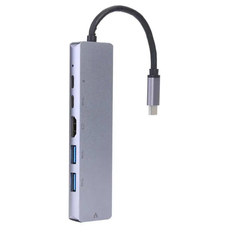 6 в 1 USB C концентратор 2 USB HDMI 4 K/2 type-C/RJ45 адаптер для MacBook Pro Gigabit LAN док-станция Usb разветвитель