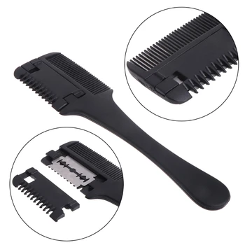 

1pc Hair Razor Comb Black Handle Cutting Thinning Home DIY Trimmer Inside Blades