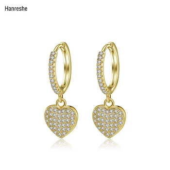 

Hanreshe Hoop Earring AAA Natural Zircon Round Love Beautiful Earrings Trendy Jewelry Party Copper Crystal Earring Women Gift