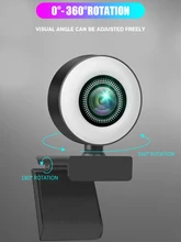  Taida 1080P 2K 4K HD Webcam with Ring Fill Light Laptop PC Computer Live Broadcast Camera Video Web Camera Microphone Web Cam 
