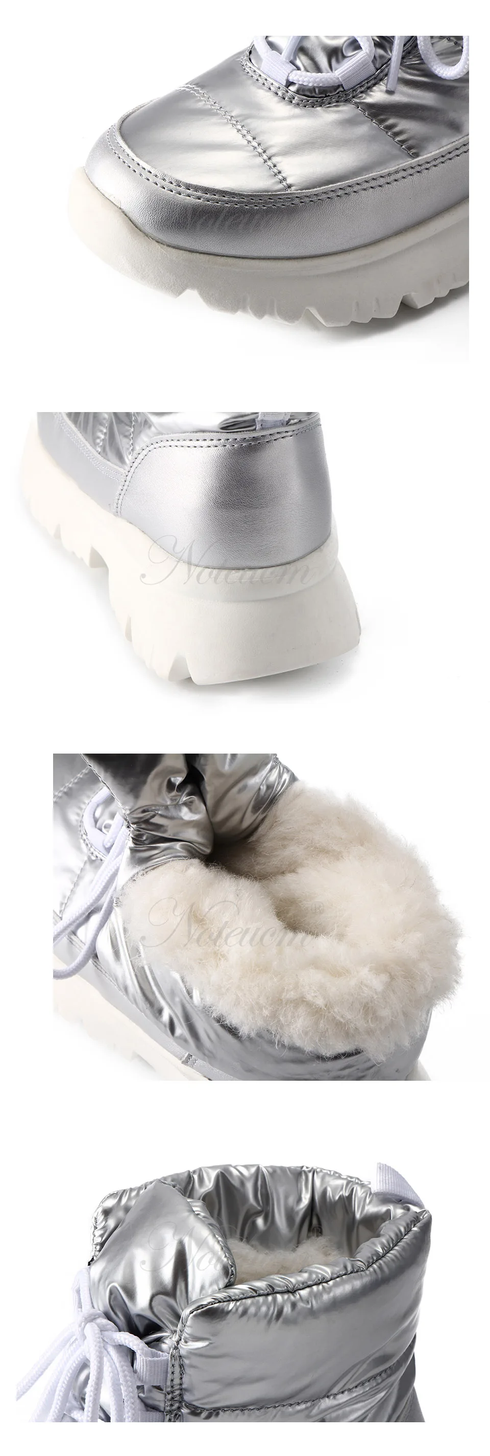 female winter warm Ankle snow boots waterproof platform Flat heel shoes women botte Quilt booties Chunky Thick sneakers fur