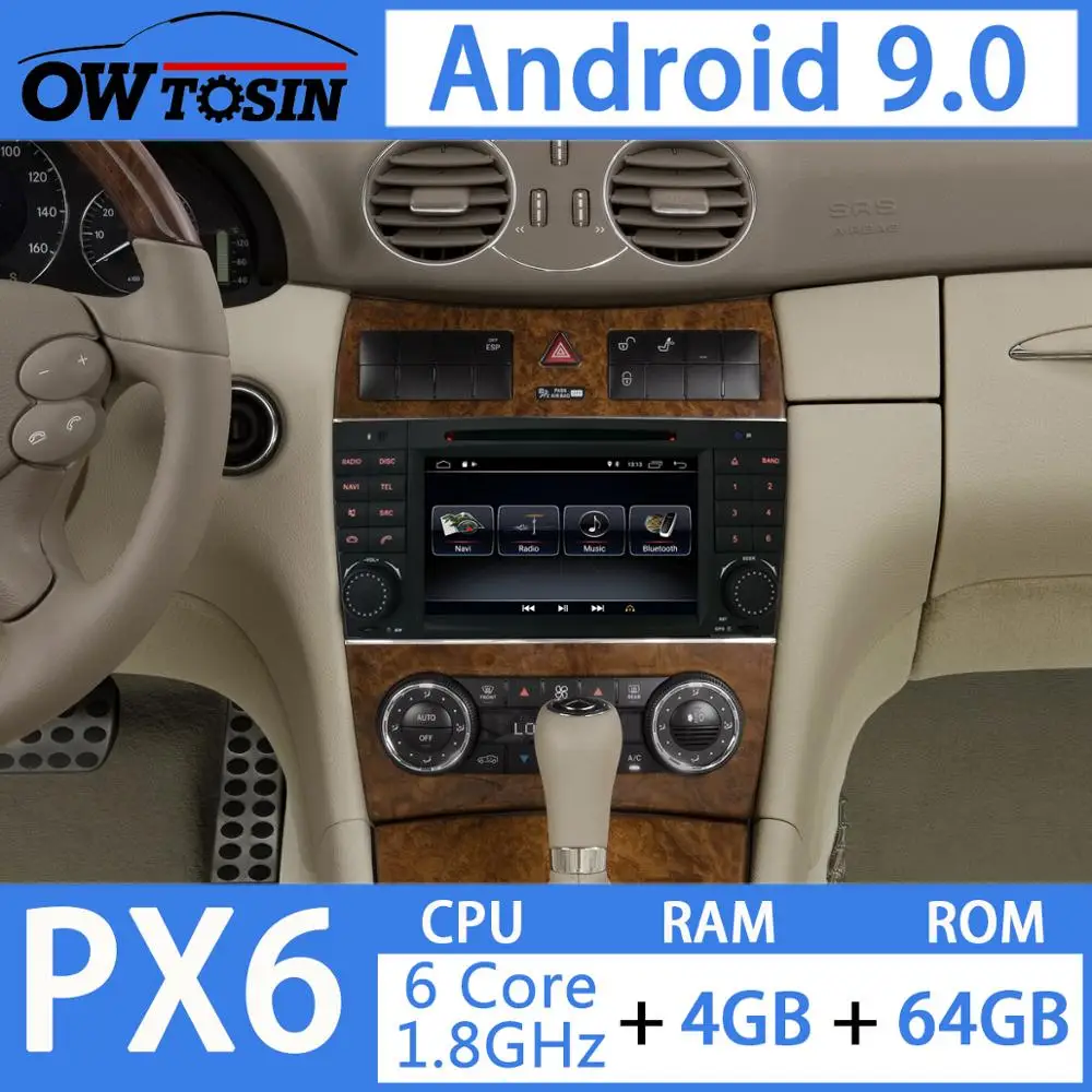 Clearance 7"Android 9.0 PX6 4G+64G Car DVD Multimedia Player For Mercedes Benz C CLK CLS CLC Class W203 W209 W219 GPS Navigation Radio DSP 1