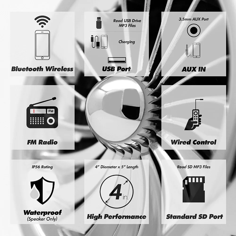 Aileap 1000 Вт усилитель Bluetooth для мотоцикла стерео 4 динамика MP3 аудио FM Радио система