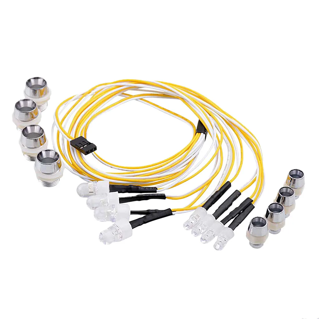 5mm/8mm LED Light Bright 2 Red & 2 White & 4 Yellow Lamp 3-9V for 1/5 1/8 1/10 1/12 1/16 RC Car Decor