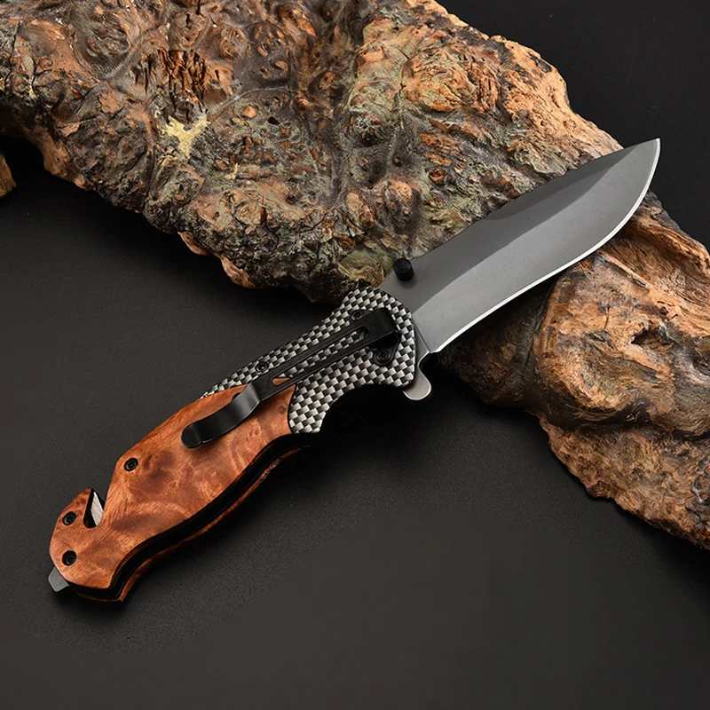 Открытый выживания помощь тактический складной нож красный палисандр нож с деревянной ручкой охота высокое качество EDC инструмент складной нож