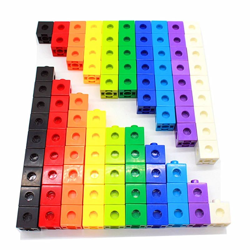 100pcs 10colors Multilink Linking Counting Cubes Snap Blocks Teaching Math Aids Manipulative Kids Early Education DIY Toy