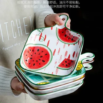 

Nordic Ceramic Bakeware Creative Salad Plate Japanese Dinner Plates Baking Tray Pratos Fruit Plate Home Decor Tableware DA60P