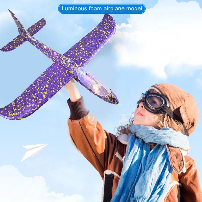 

EPP Aircraft Toy Hand Throw Airplane Launch Glider Plane 10 LED EPP Outdoor Sports Force Control Plane Outdoor Game Recreation