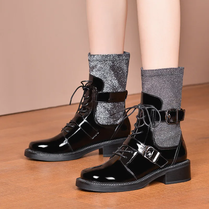 MORAZORA/ г., лидер продаж, Модные осенние ботильоны с круглым носком удобные женские брендовые ботинки из натуральной кожи на среднем каблуке для отдыха