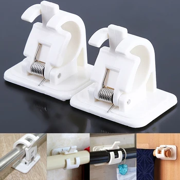 

2 Pcs Shower Curtain Hanging Rod End Fixing Holder Clip Rack Hook for Home Bathroom DNJ998